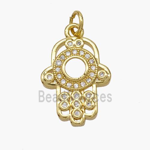 Copper Hand Pendant Pave Shell Zirconia 18K Gold Plated