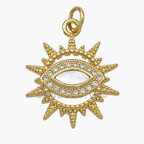 Copper Eye Pendant Pave Shell Zirconia 18K Gold Plated