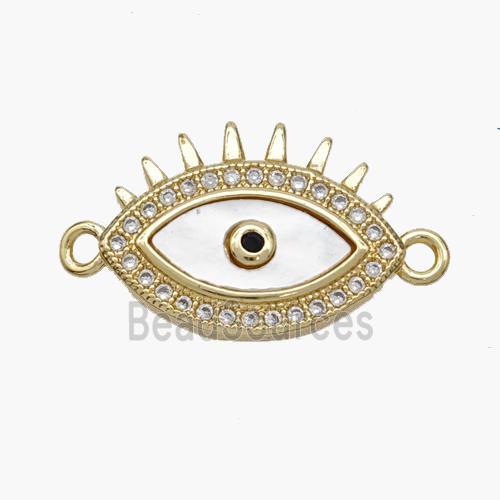 Copper Eye Connector Pave Shell Zirconia 18K Gold Plated