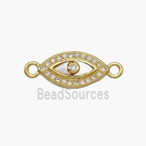 Copper Eye Connector Pave Shell Zirconia 18K Gold Plated