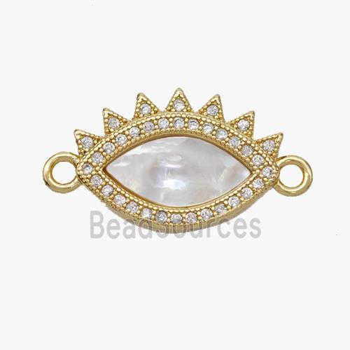 Copper Eye Connector Pave Shell Zirconia 18K Gold Plated