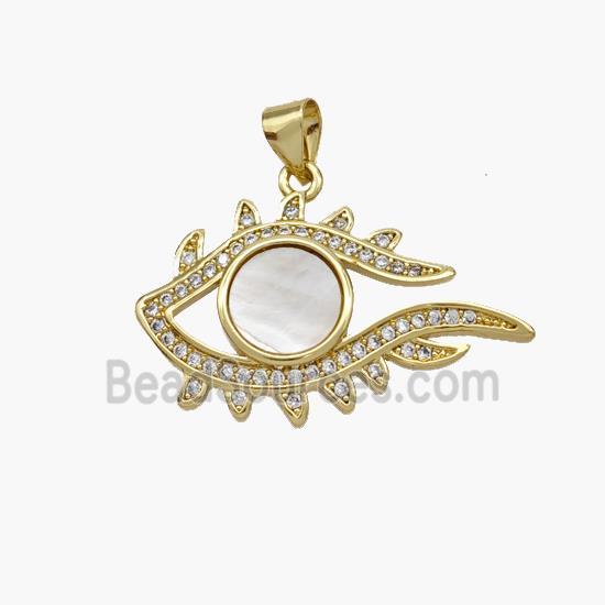 Copper Eye Pendant Pave Shell Zirconia 18K Gold Plated