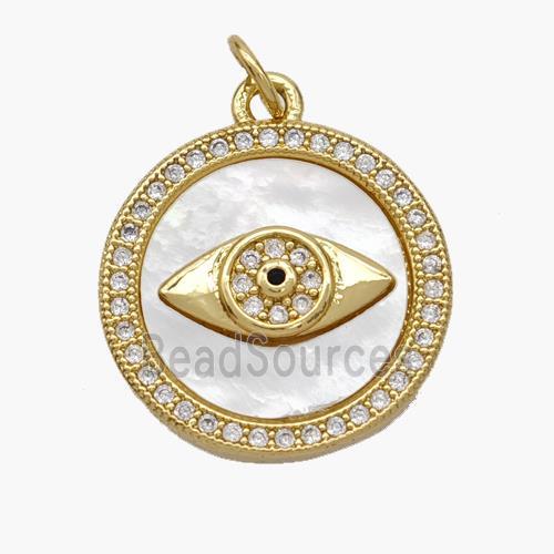 Copper Eye Pendant Pave Shell Zirconia 18K Gold Plated