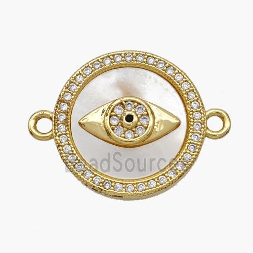 Copper Eye Connector Pave Shell Zirconia 18K Gold Plated