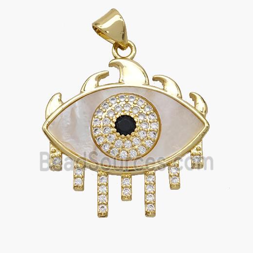 Copper Eye Pendant Pave Shell Zirconia 18K Gold Plated