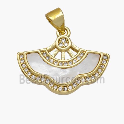 Copper Skirt Pendant Pave Shell Zirconia 18K Gold Plated