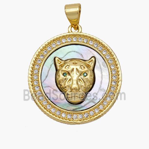 Copper Leopard Pendant Pave Shell Zirconia 18K Gold Plated