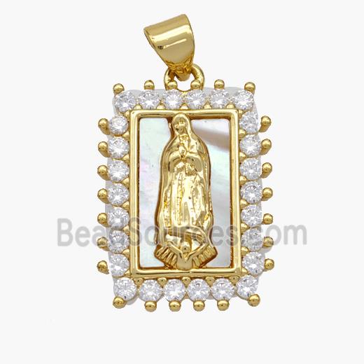 Copper Jesus Pendant Pave Shell Zirconia 18K Gold Plated