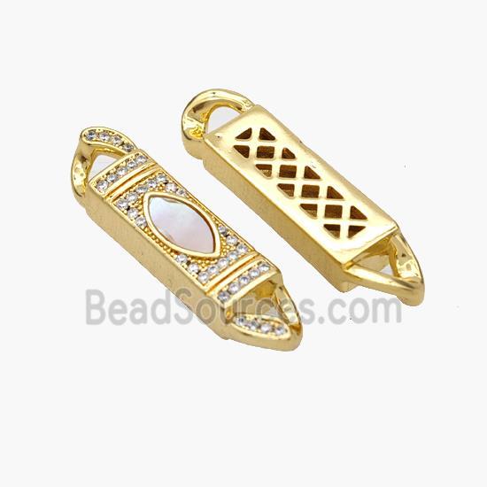 Copper Stick Connector Pave Shell Zirconia Eye 18K Gold Plated