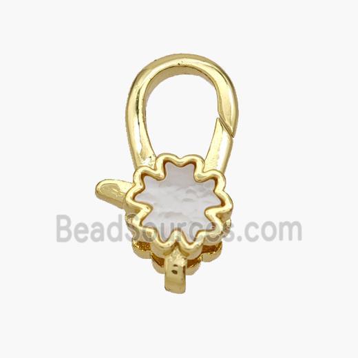 Copper Lobster Clasp Pave Shell 18K Gold Plated