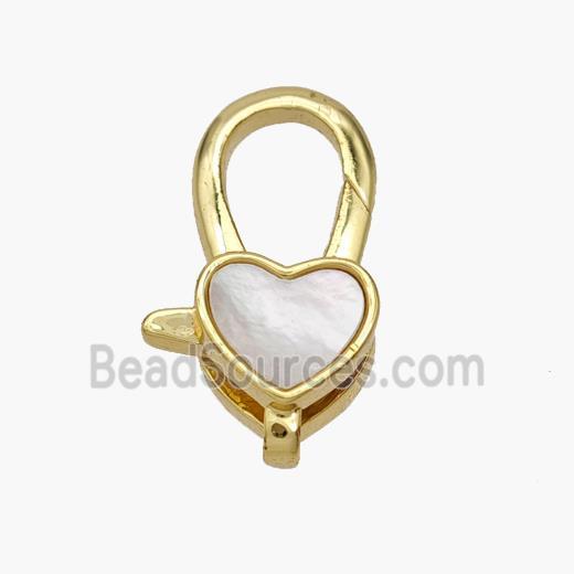 Copper Lobster Clasp Pave Shell Heart 18K Gold Plated