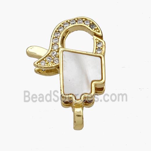 Copper Lobster Clasp Pave Shell 18K Gold Plated