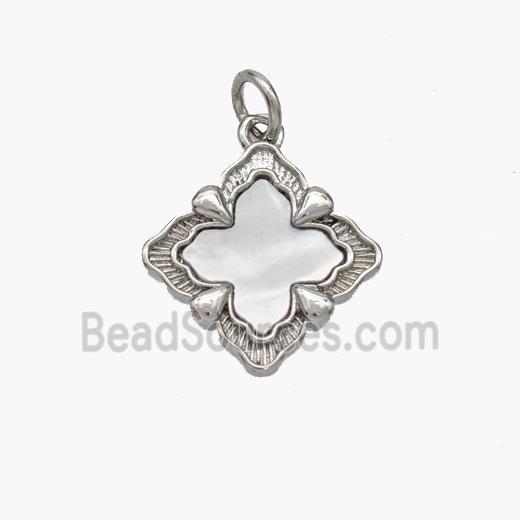 Copper Clover Pendant Pave Shell Platinum Plated
