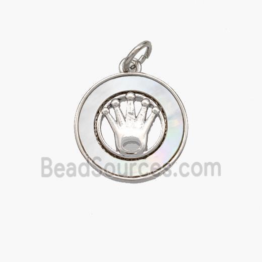 Copper Crown Pendant Pave Shell Platinum Plated