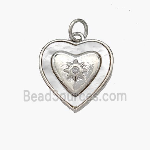 Copper Heart Pendant Pave Shell Platinum Plated