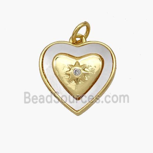 Copper Heart Pendant Pave Shell Gold Plated