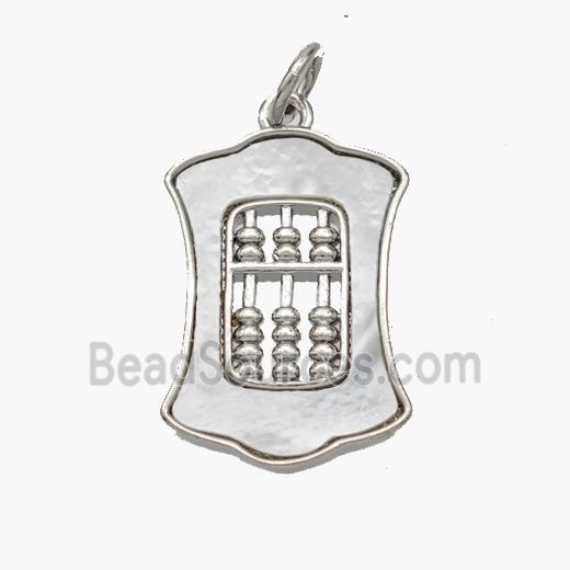 Copper Abacus Pendant Pave Shell Platinum Plated