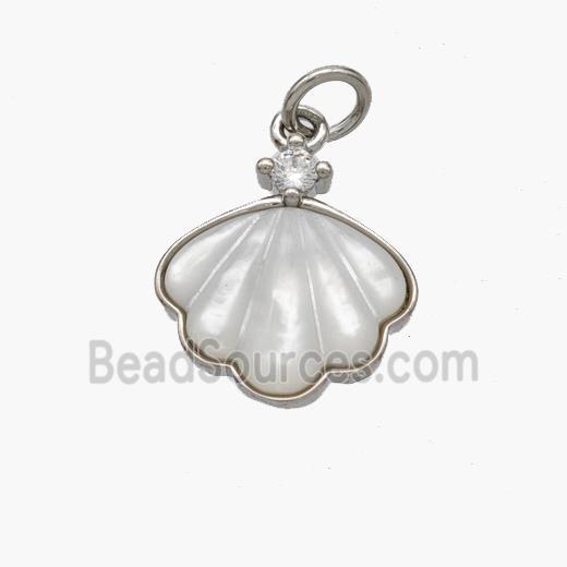 Copper Conch Pendant Pave Shell Platinum Plated
