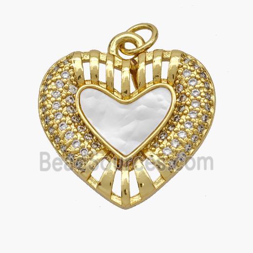 Copper Heart Pendant Pave Shell Zirconia 18K Gold Plated