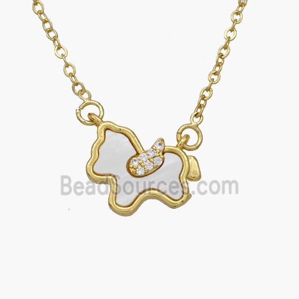 Copper Foal Necklace Pave Shell Horse Gold Plated