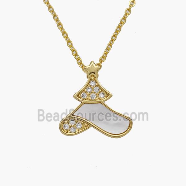 Copper Hat Necklace Pave Shell Zirconia Gold Plated