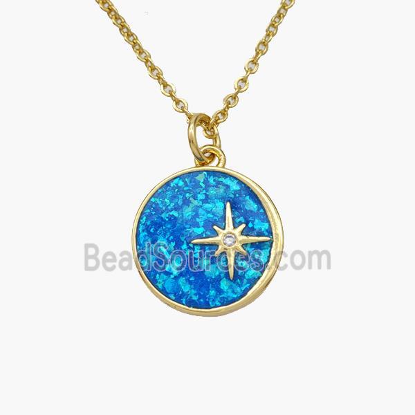 Copper Northstar Necklace Pave Fire Opal Gold Plated