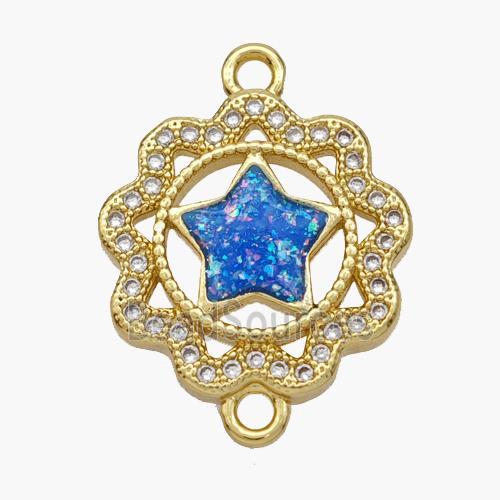 Copper pendant Pave opal bead, 18K Gold Plated