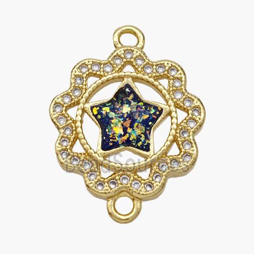 Copper pendant Pave opal bead, 18K Gold Plated