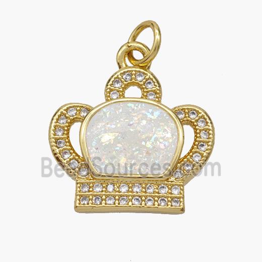 Copper pendant Pave opal bead, 18K Gold Plated