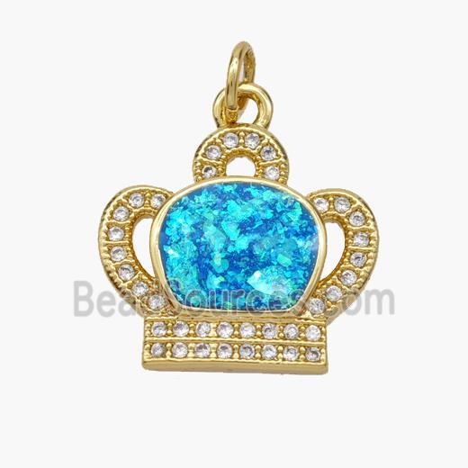 Copper pendant Pave opal bead, 18K Gold Plated