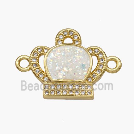 Copper pendant Pave opal bead, 18K Gold Plated