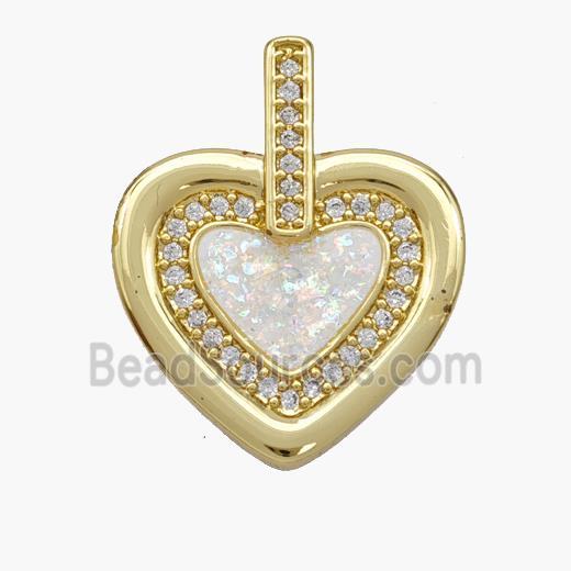 Copper pendant Pave opal bead, 18K Gold Plated