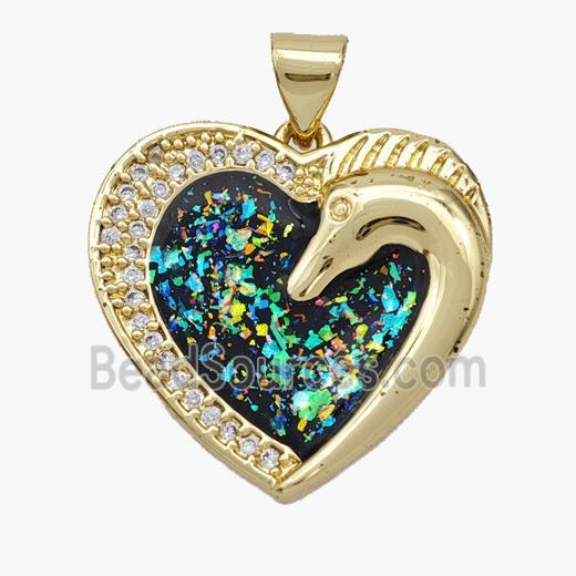 Copper pendant Pave opal bead, 18K Gold Plated