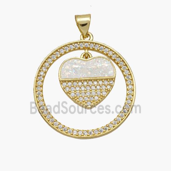 Copper pendant Pave opal bead, 18K Gold Plated