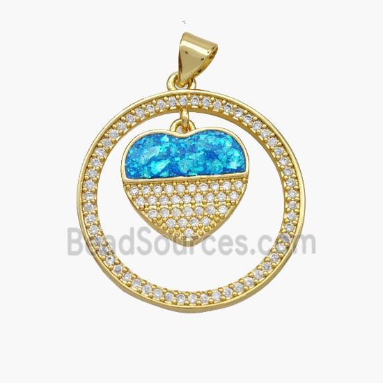 Copper pendant Pave opal bead, 18K Gold Plated