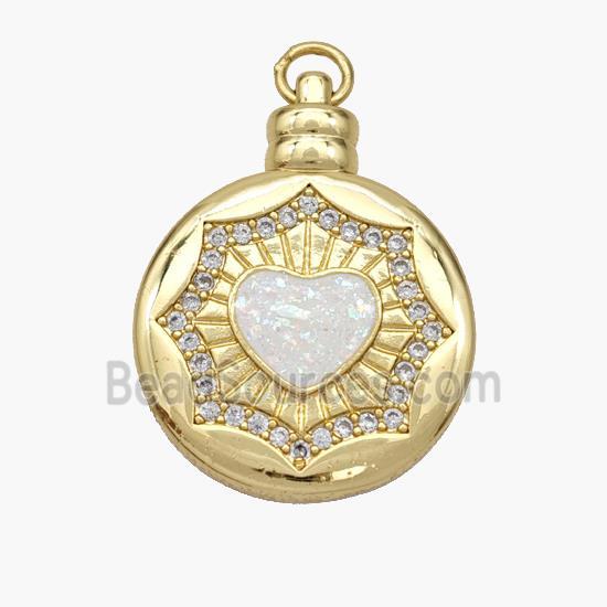 Copper pendant Pave opal bead, 18K Gold Plated