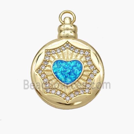 Copper pendant Pave opal bead, 18K Gold Plated