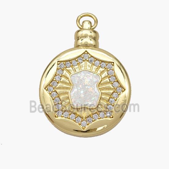 Copper pendant Pave opal bead, 18K Gold Plated