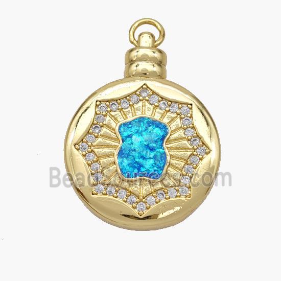 Copper pendant Pave opal bead, 18K Gold Plated