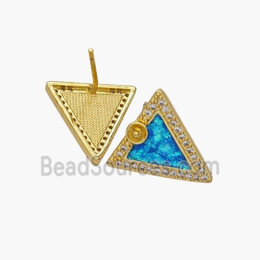 Copper pendant Pave opal bead, 18K Gold Plated