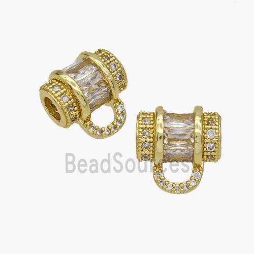 Copper Tube Bail Pave Zirconia Large Hole Gold Plated