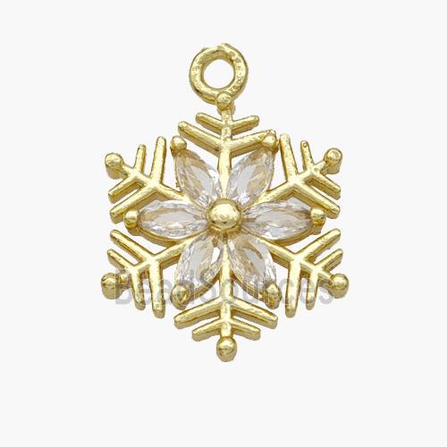 Copper Snowflake Pendant Micropave Zirconia Gold Plated