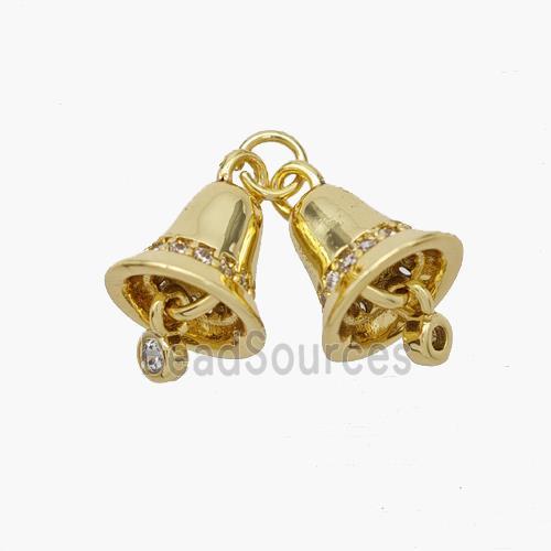 Copper Bell Pendant Pave Zirconia Gold Plated