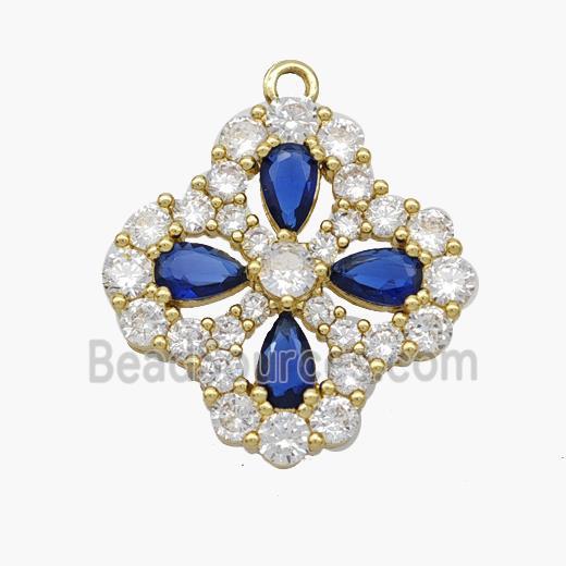 Copper Clover Pendant Micropave Zirconia Gold Plated