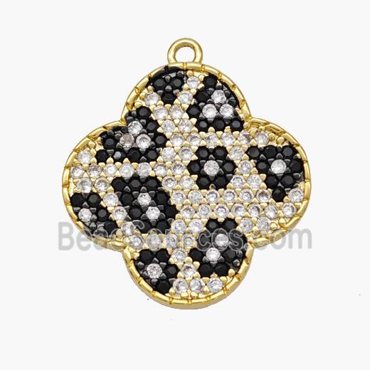 Copper Clover Pendant Micropave Zirconia Gold Plated
