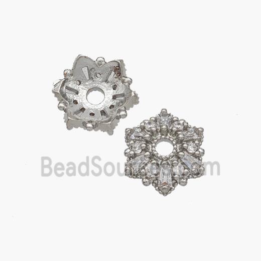 Copper Beadcaps Micropave Zirconia Platinum Plated