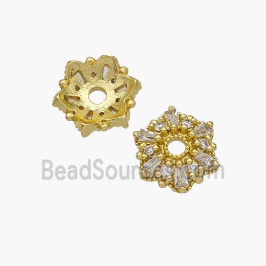 Copper Beadcaps Micropave Zirconia Gold Plated