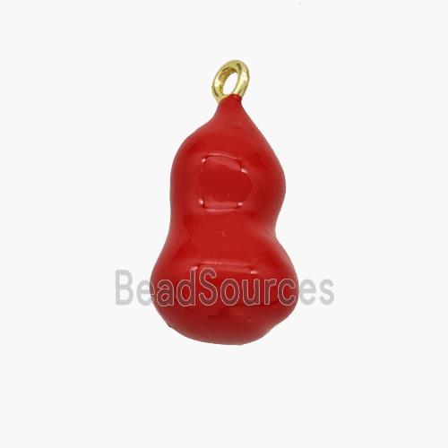 Copper Gourd Pendant Red Enamel Gold Plated