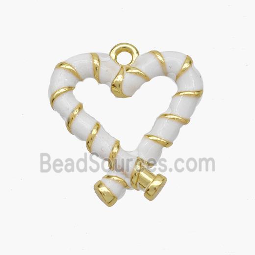 Copper Heart Pendant White Enamel Gold Plated