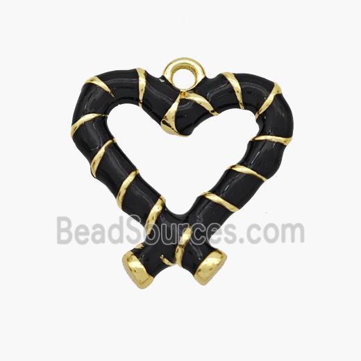 Copper Heart Pendant Black Enamel Gold Plated